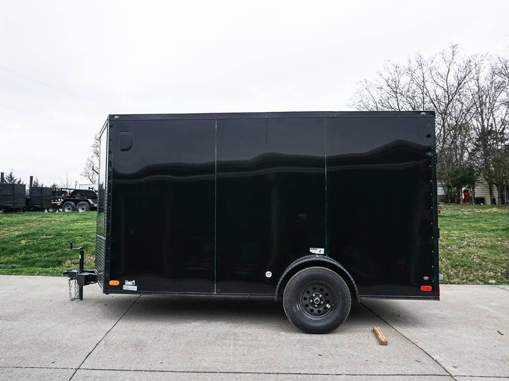 7x12 Enclosed Trailer Black V-Nose Blackout Package 3,500lb Axle Storage image 3