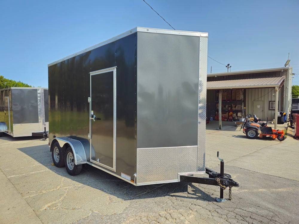 7' x 14' Charcoal Gray Enclosed Trailer 8ft Interior image 3