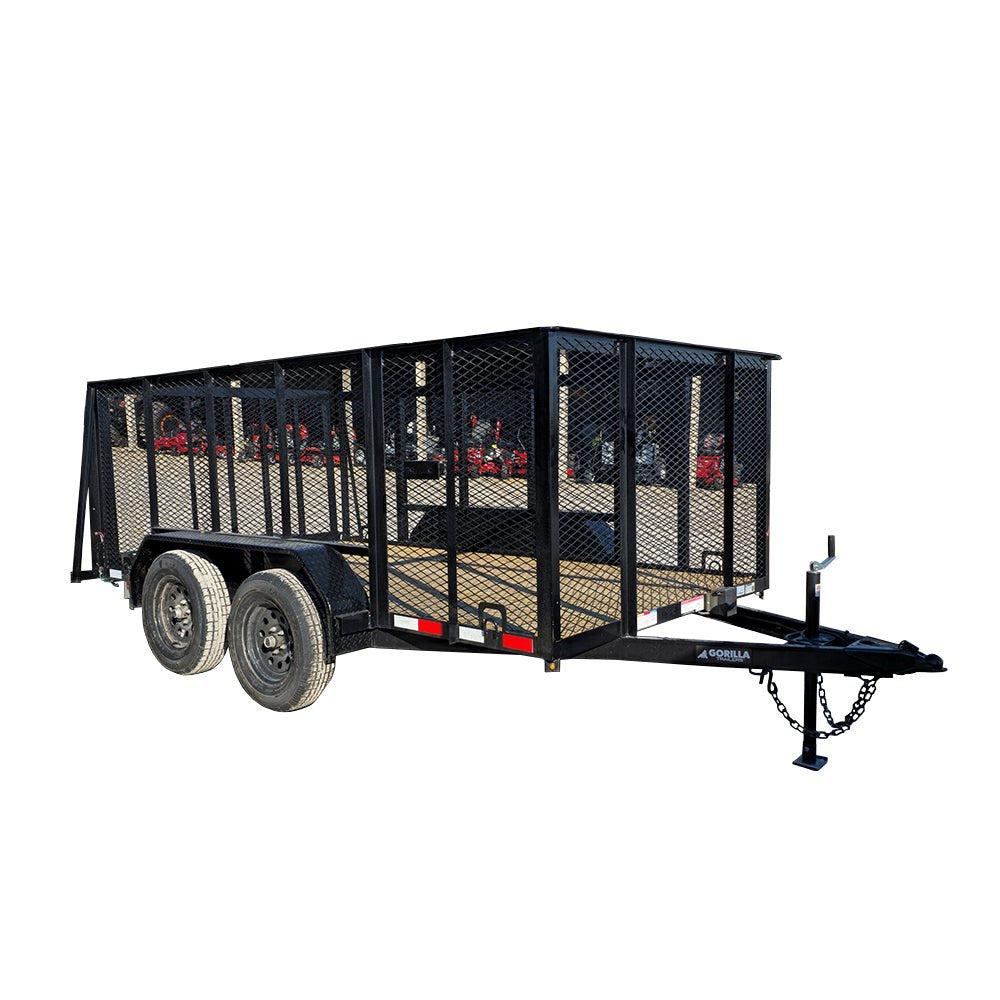 6.4' X 12' Straight Deck Tandem Utility Trailer 4ft Mesh Sides (2) 3,500lb Axles image 0