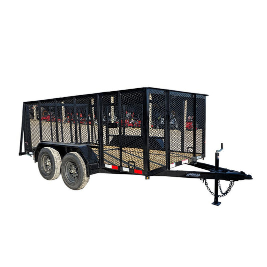 6.4' X 12' Straight Deck Tandem Utility Trailer 4ft Mesh Sides (2) 3,500lb Axles image 0