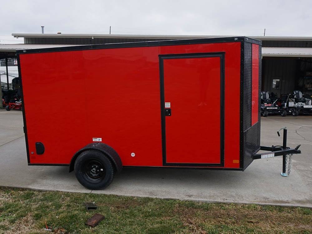 6x12 Enclosed Trailer Red V-Nose Blackout Package 3,500lb Axle Storage image 5
