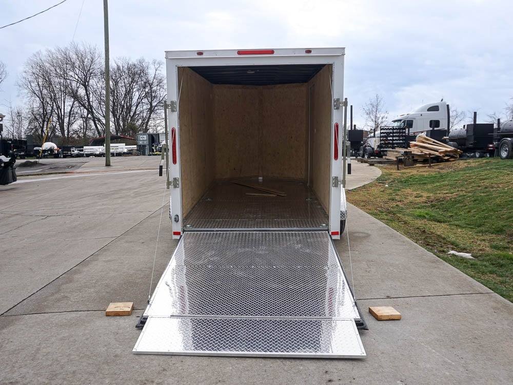 6' X 12' White Enclosed V-Nose Trailer with Diamond Plate Floor Storage image 16