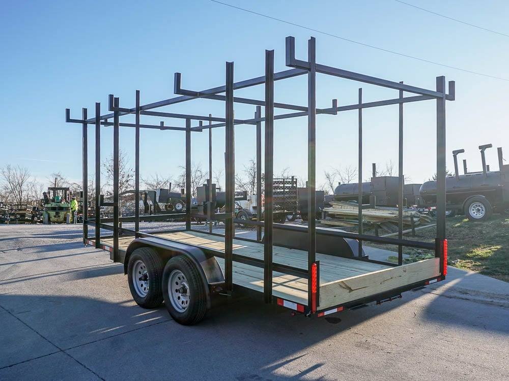 6.4 x 16 Straight Deck Tandem Axle Utility Trailer w/ 6ft Ladder Racks image 4