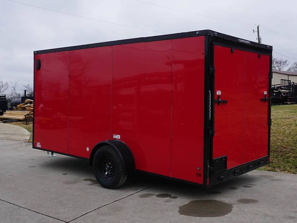 7x12 Enclosed Trailer Red V-Nose Blackout Package 3,500lb Axle Storage image 5
