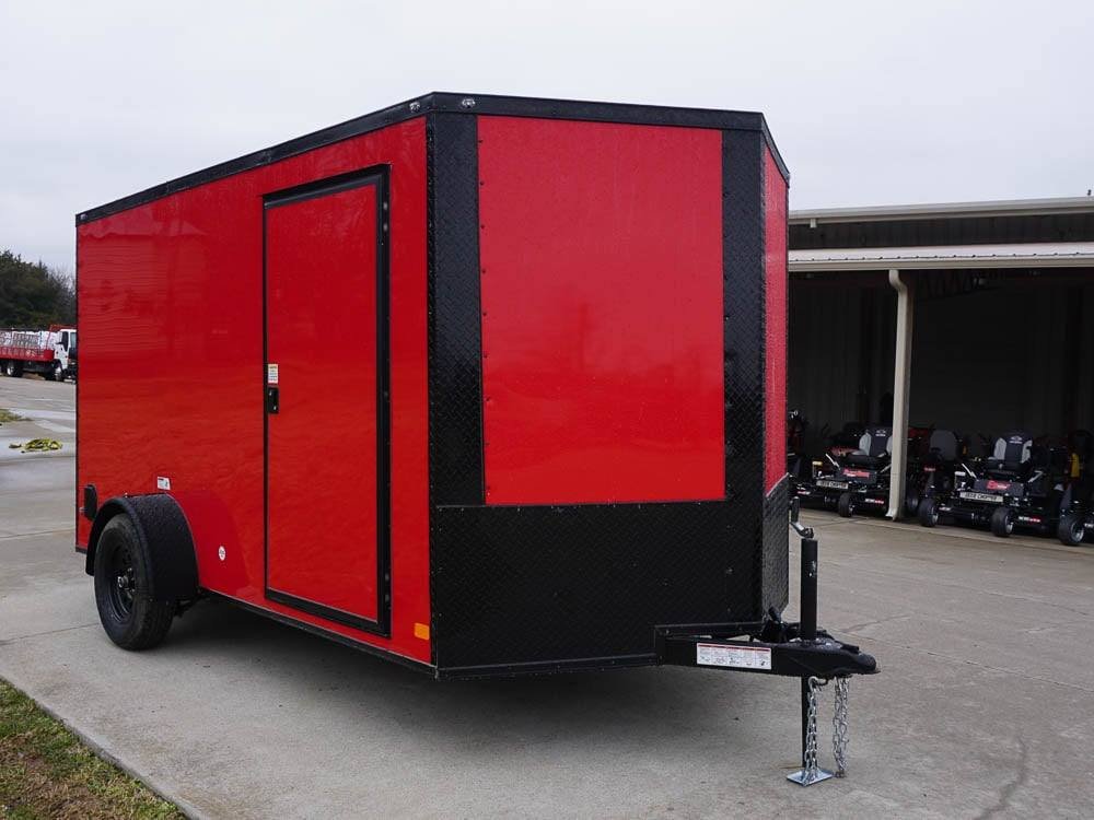 7x12 Enclosed Trailer Red V-Nose Blackout Package 3,500lb Axle Storage image 7