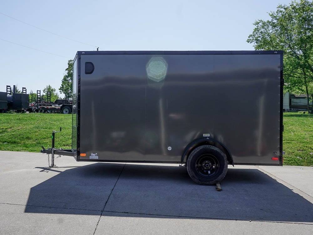 6x12 Enclosed Trailer Charcoal V-Nose Blackout Package 3,500lb Axle Storage image 3
