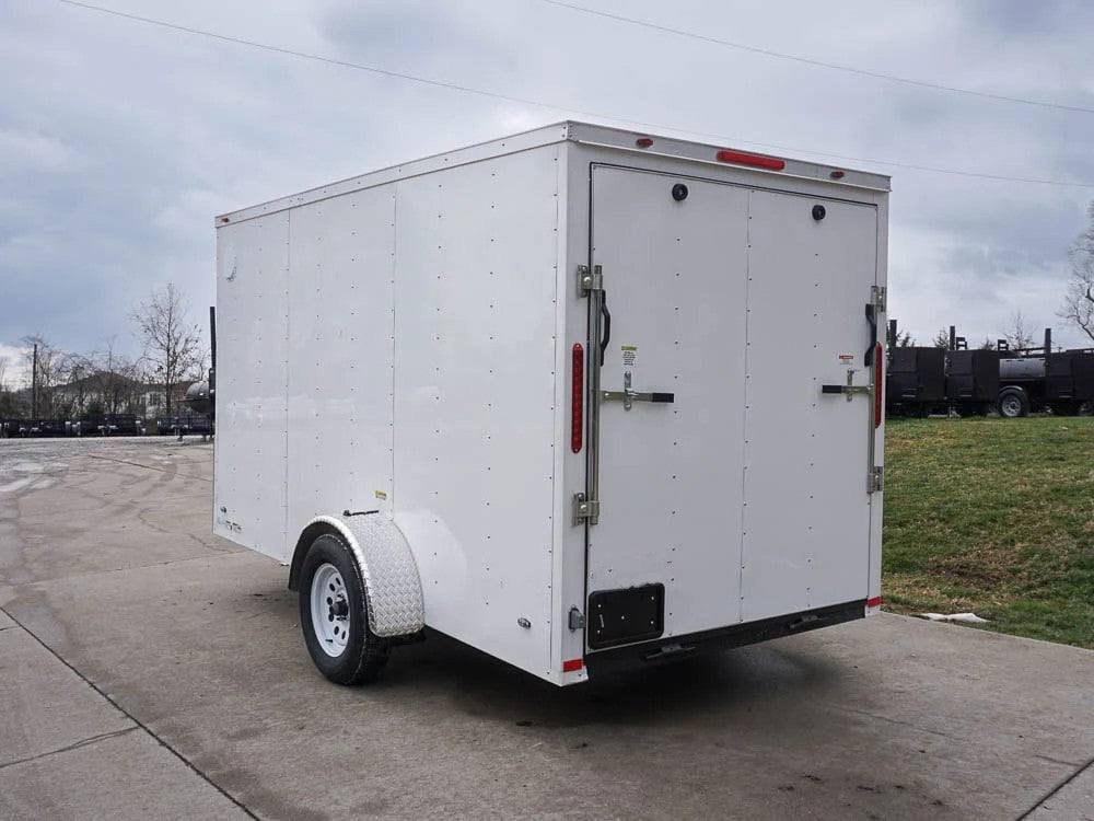 6' X 12' White Enclosed V-Nose Trailer with Diamond Plate Floor Storage image 5