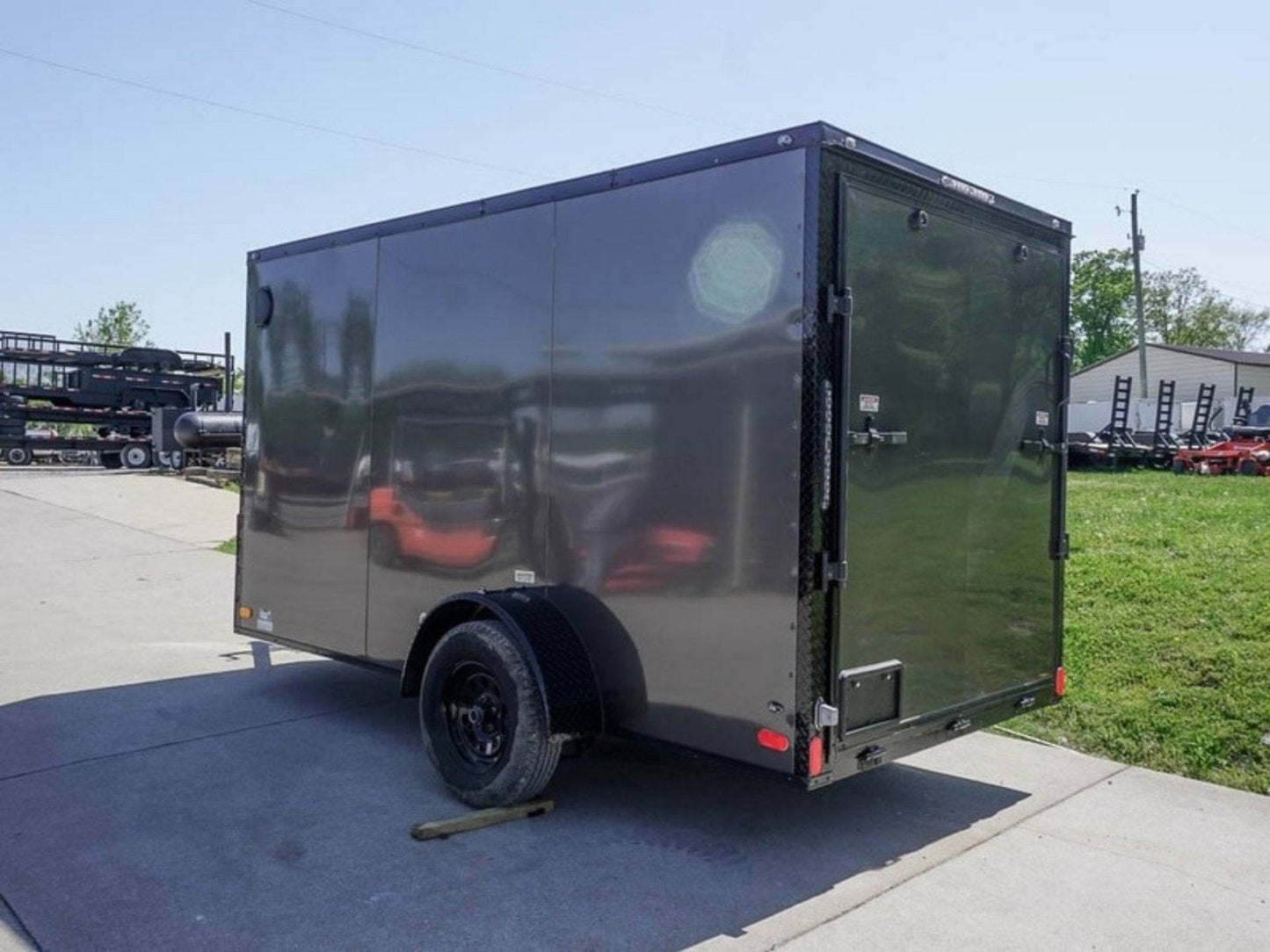 6x12 Enclosed Trailer Charcoal V-Nose Blackout Package 3,500lb Axle Storage image 4