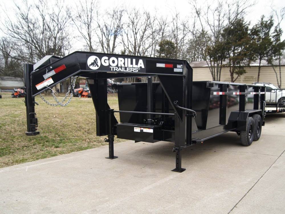 7x16 Gorilla Telescopic Gooseneck IBeam Dump Trailer 3ft Sides (2) 7K Axles image 1