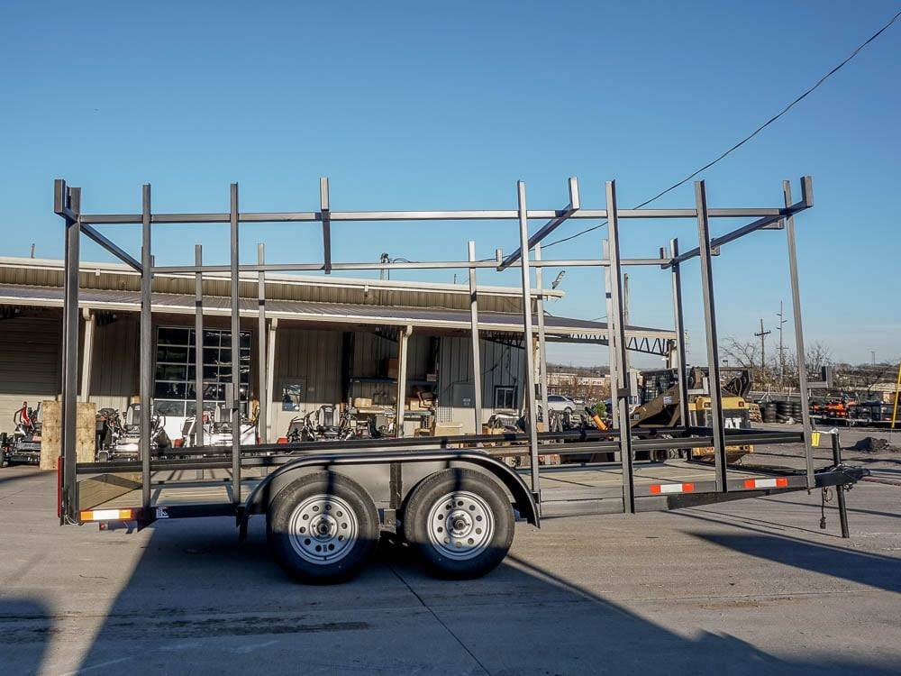 6.4 x 16 Straight Deck Tandem Axle Utility Trailer w/ 6ft Ladder Racks image 1