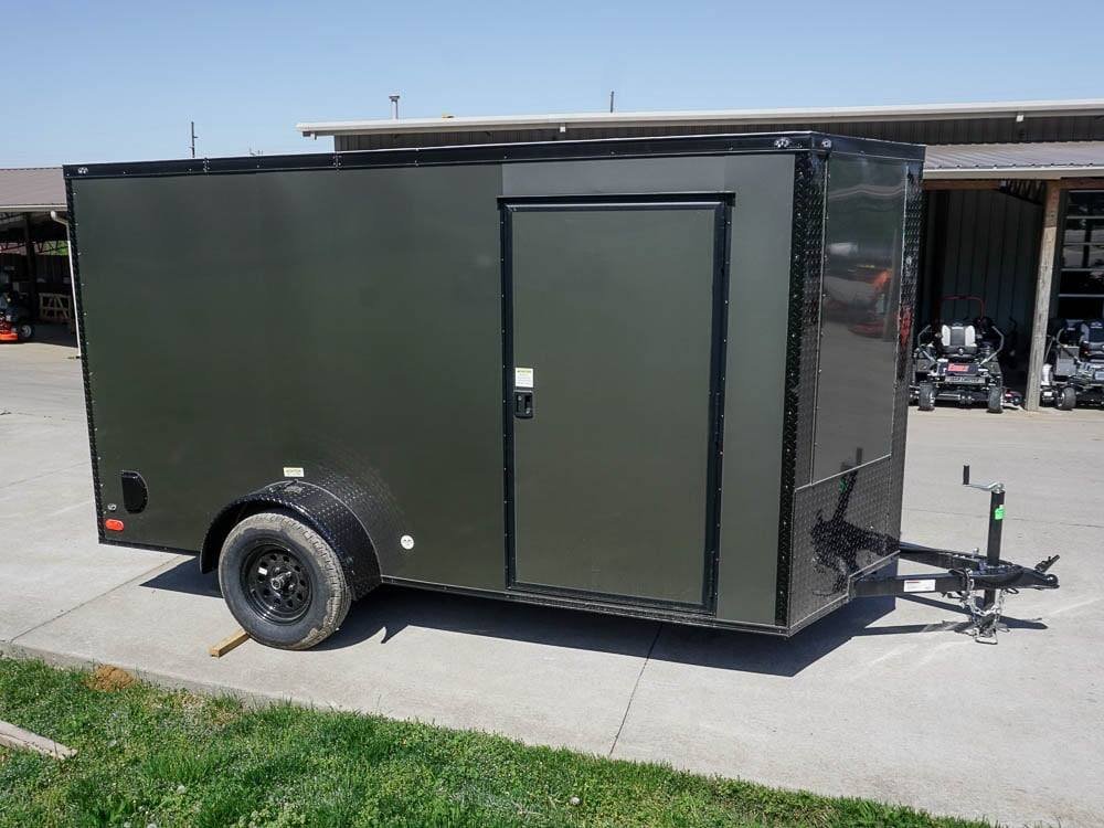 6x12 Enclosed Trailer Charcoal V-Nose Blackout Package 3,500lb Axle Storage image 8
