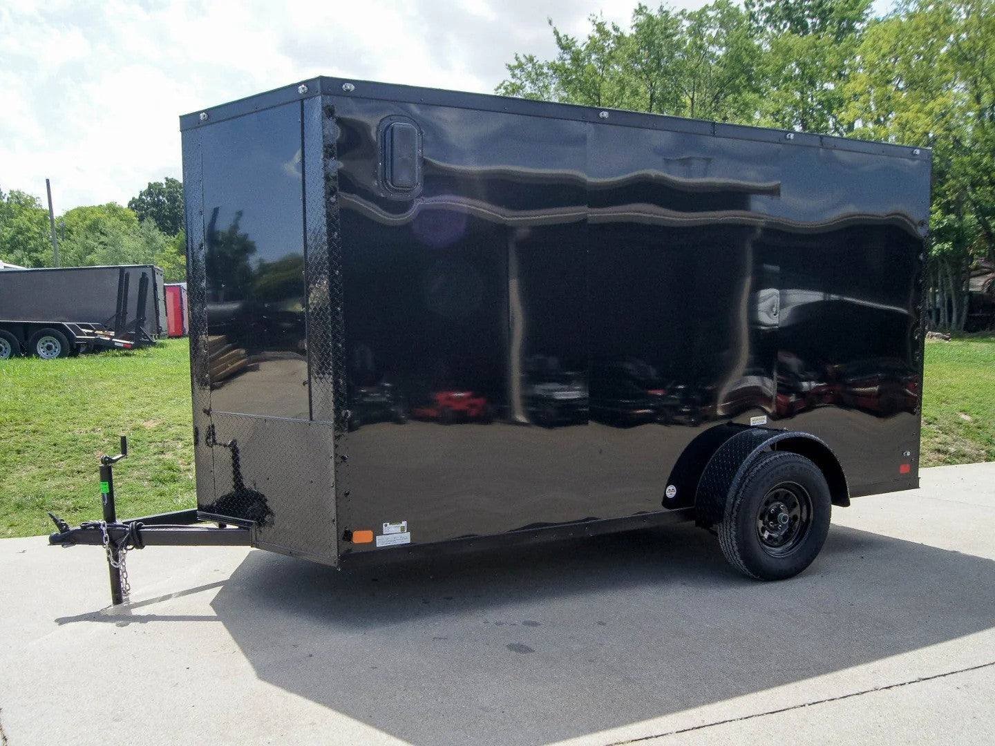 6x12 Enclosed Trailer Black V-Nose Blackout Package 3,500lb Axle Storage image 2