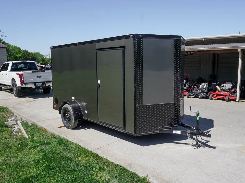 6x12 Enclosed Trailer Charcoal V-Nose Blackout Package 3,500lb Axle Storage image 0