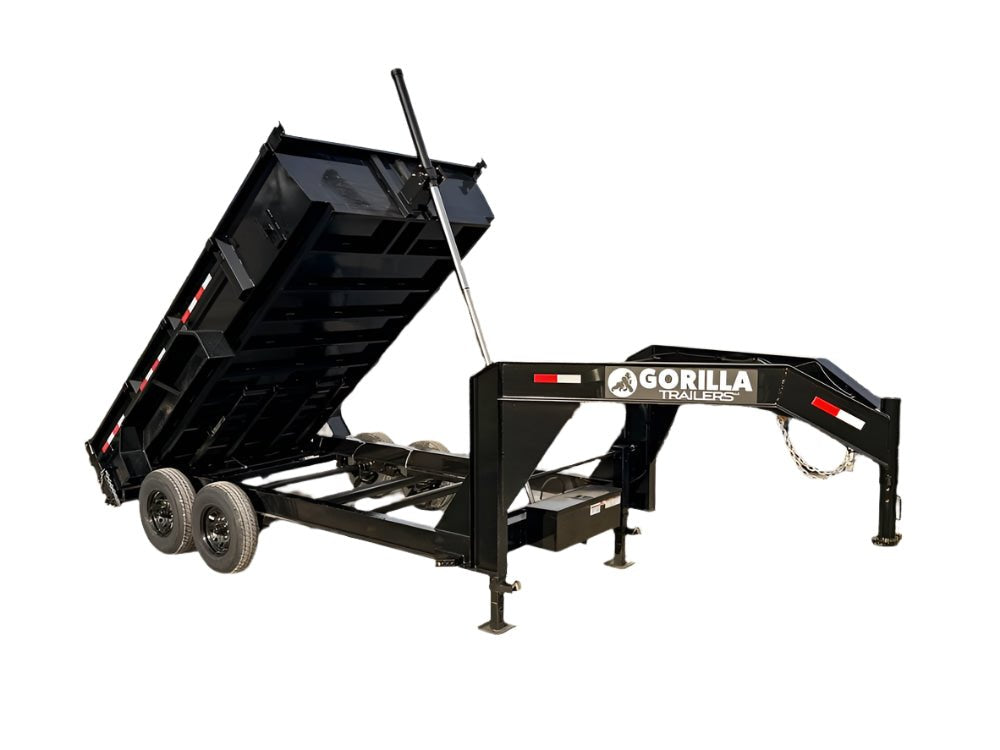 7x14 Gorilla Telescopic Gooseneck IBeam Dump Trailer 2ft Sides (2) 7K Axles image 0