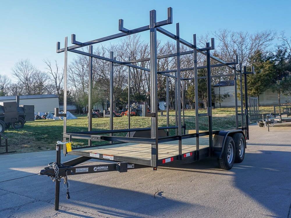 6.4 x 16 Straight Deck Tandem Axle Utility Trailer w/ 6ft Ladder Racks image 7
