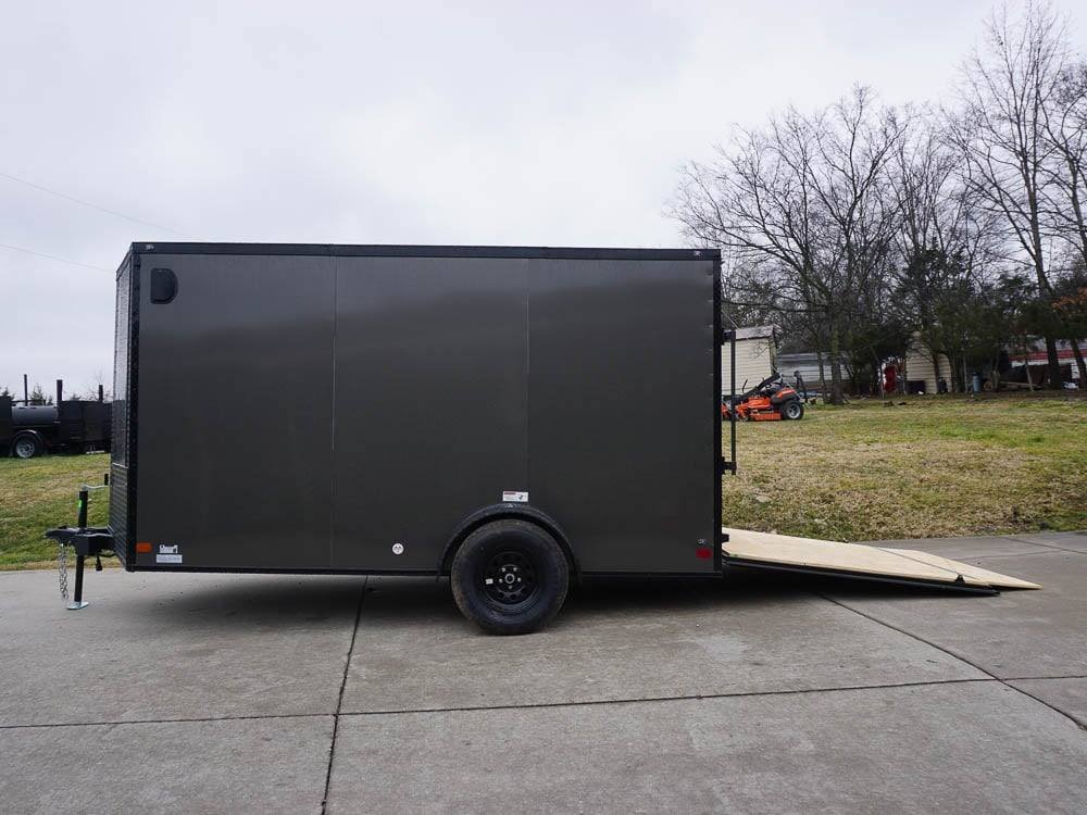 7x12 Enclosed Trailer Charcoal V-Nose Blackout Package 3,500lb Axle Storage image 9