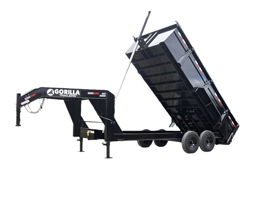7x16 Gorilla Telescopic Gooseneck IBeam Dump Trailer 3ft Sides (2) 7K Axles image 0