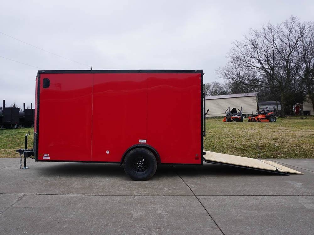 7x12 Enclosed Trailer Red V-Nose Blackout Package 3,500lb Axle Storage image 13