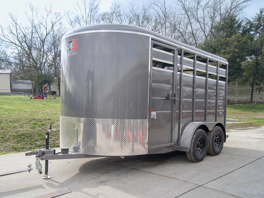 14ft Charcoal Horse Livestock Cattle Trailer (2) 3,500lb Axles with Dressing Room image 6