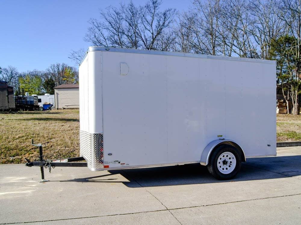 6x12 Flat Nose White Enclosed Trailer 3,500lb Axle image 2