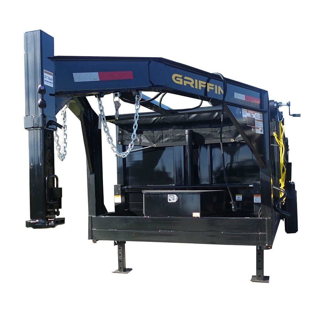 7x16 Gooseneck Telescopic I-Beam Dump Trailer 4ft Sides (2) 7K Axles image 0