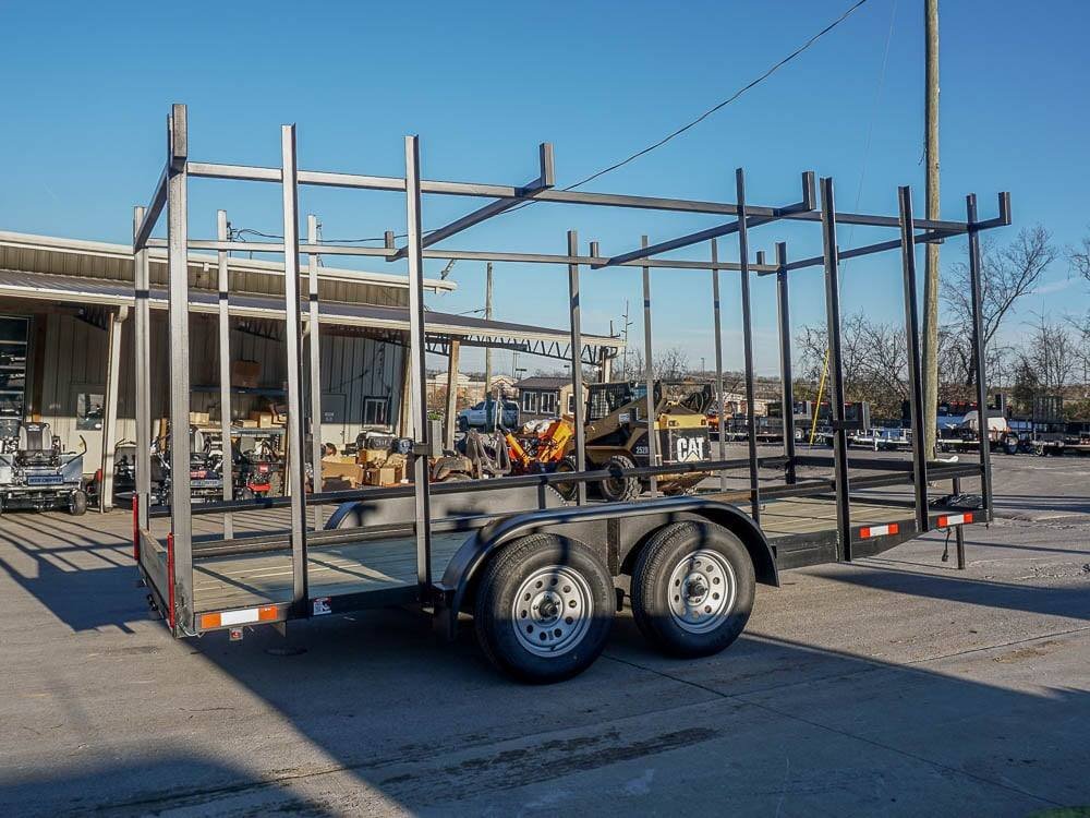 6.4 x 16 Straight Deck Tandem Axle Utility Trailer w/ 6ft Ladder Racks image 2