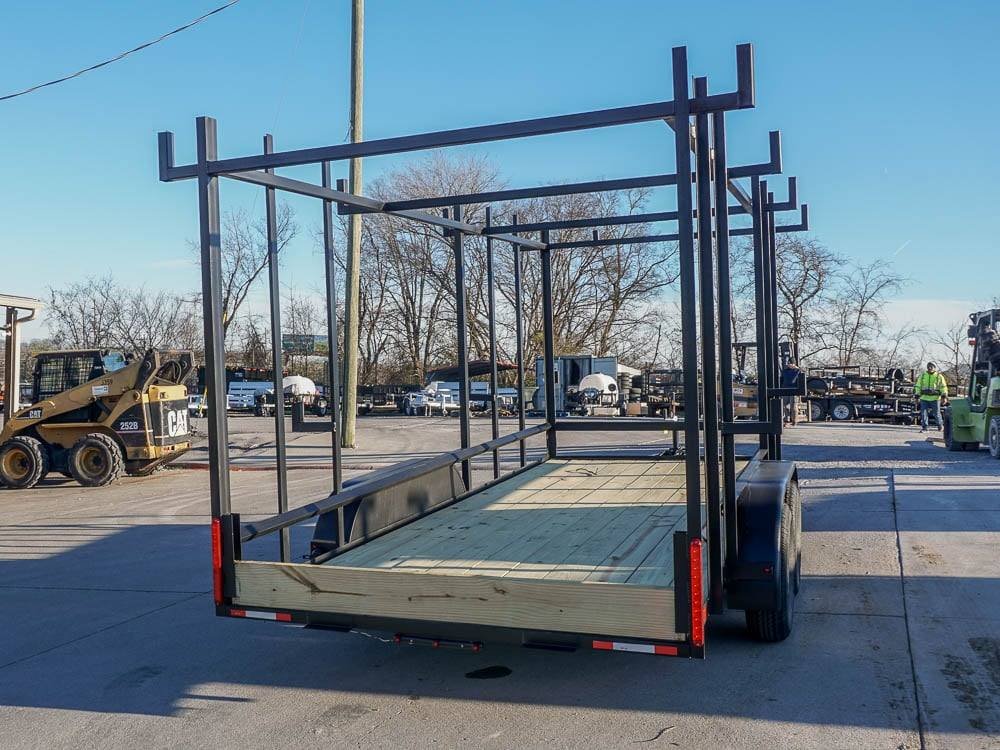 6.4 x 16 Straight Deck Tandem Axle Utility Trailer w/ 6ft Ladder Racks image 3