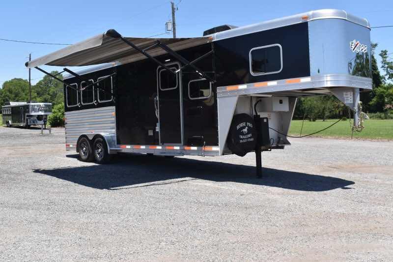 2017 Exiss Escape 7308LQ 3 Horse Trailer with 8′ Short Wall image 4