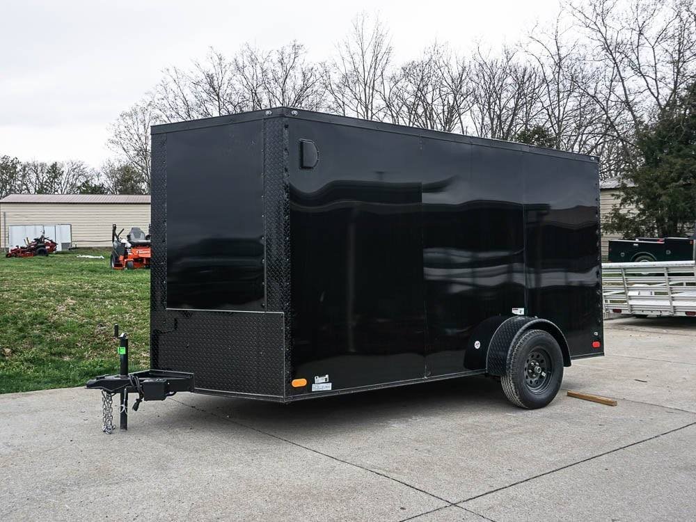 7x12 Enclosed Trailer Black V-Nose Blackout Package 3,500lb Axle Storage image 0