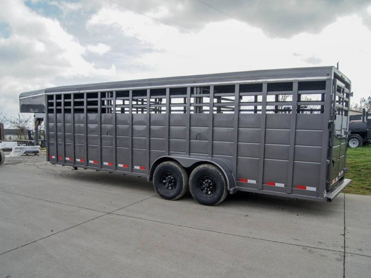 24ft Charcoal Gooseneck Livestock Trailer with Padded Floors (2) 7K Axles image 3