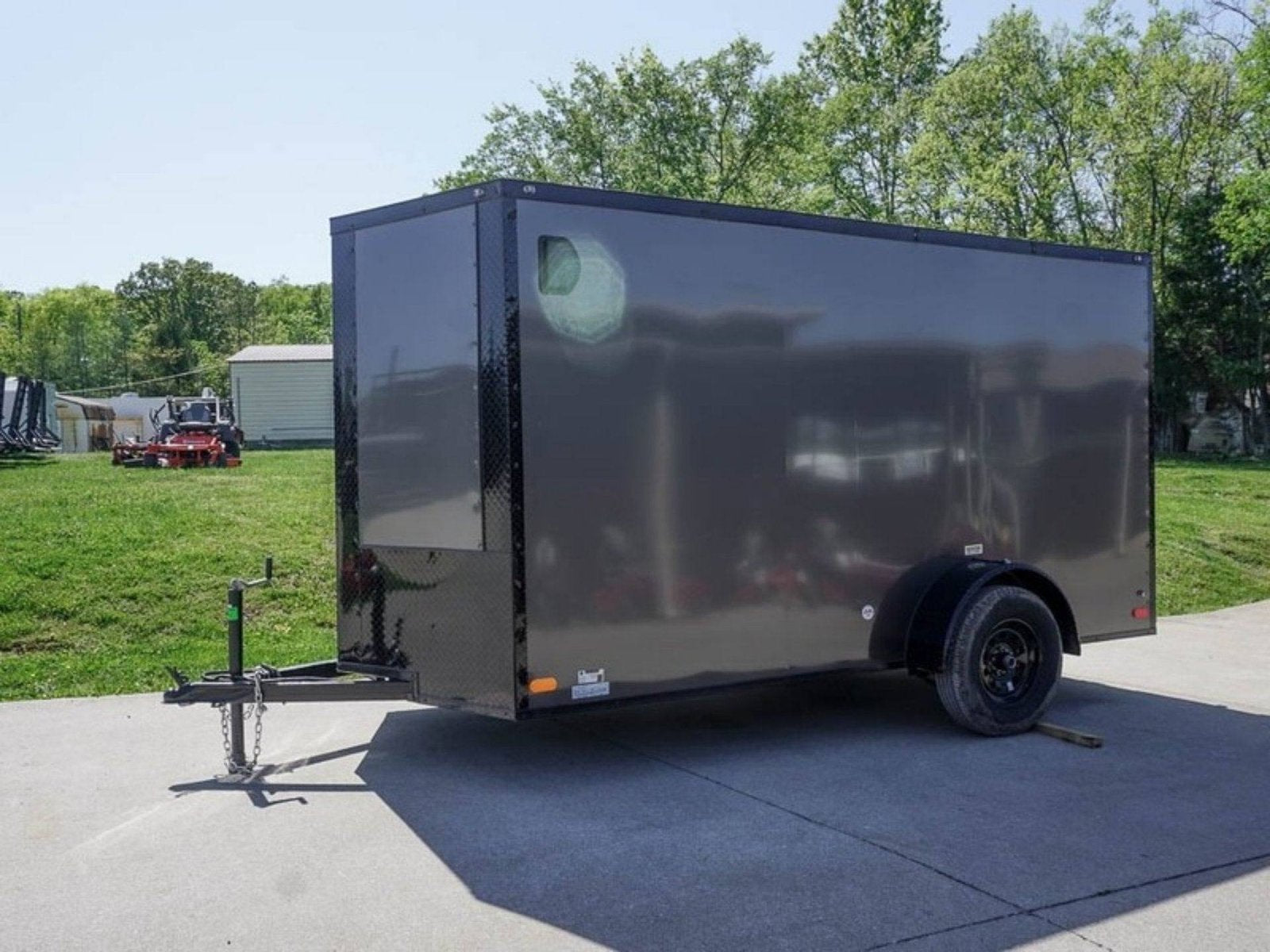 6x12 Enclosed Trailer Charcoal V-Nose Blackout Package 3,500lb Axle Storage image 2