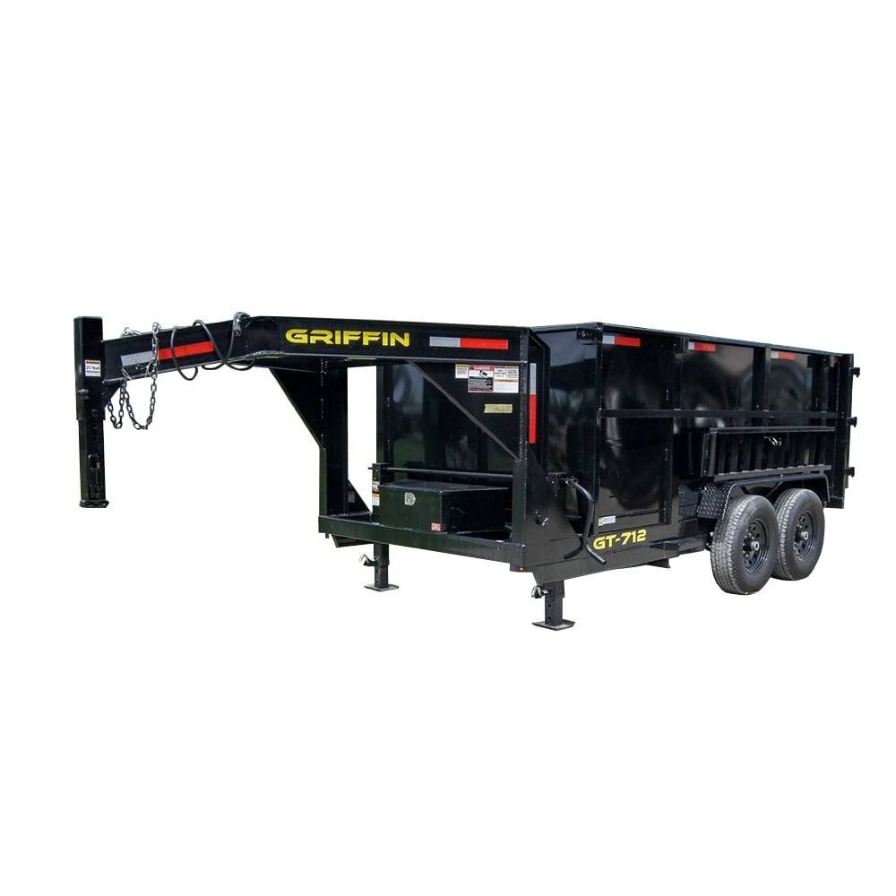 7x12 Gooseneck Hydraulic Dump Trailer with 4ft Side (2) 6K Axles image 0