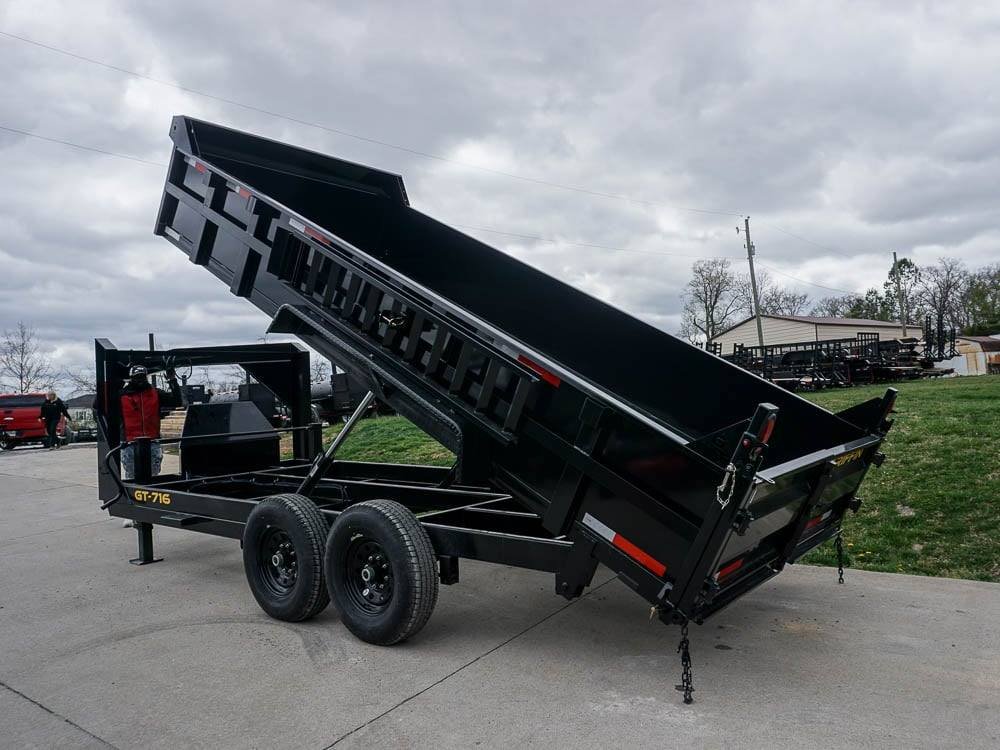 Hydraulic 7'x16' 2ft Side Gooseneck Dump Trailer (2) 7K Axles image 22