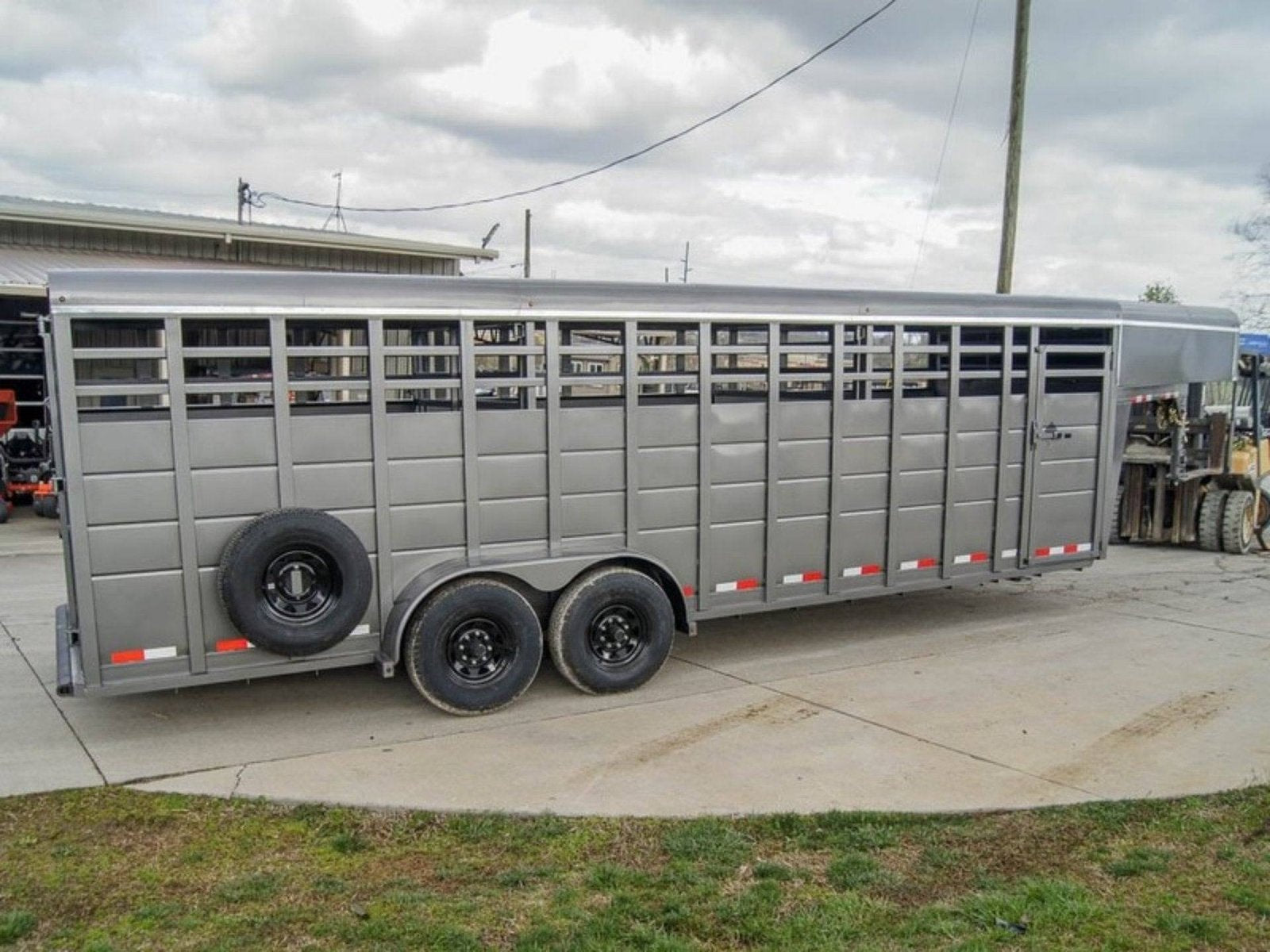 24ft Charcoal Gooseneck Livestock Trailer with Padded Floors (2) 7K Axles image 1