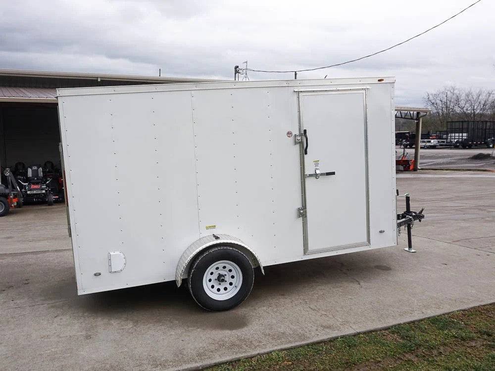 6' X 12' White Enclosed V-Nose Trailer with Diamond Plate Floor Storage image 7