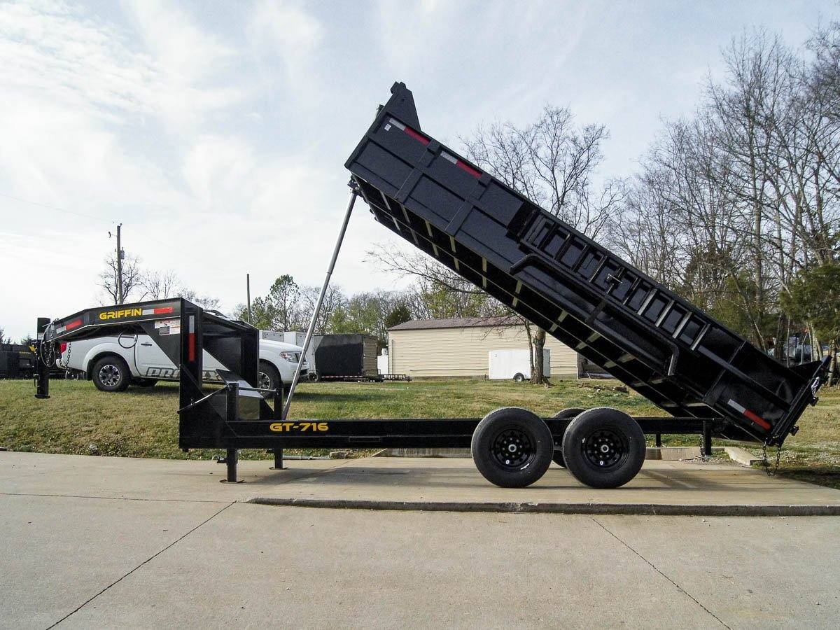 7x16 Gooseneck Telescopic Dump Trailer with 2ft Sides (2) 7K Axles image 10