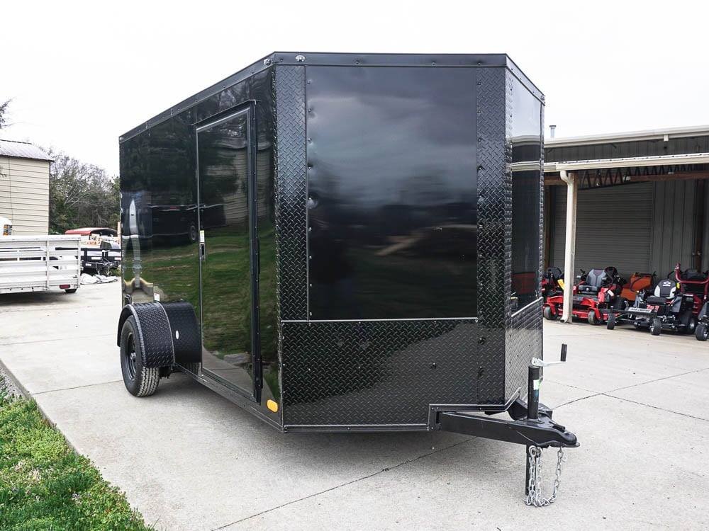 7x12 Enclosed Trailer Black V-Nose Blackout Package 3,500lb Axle Storage image 2