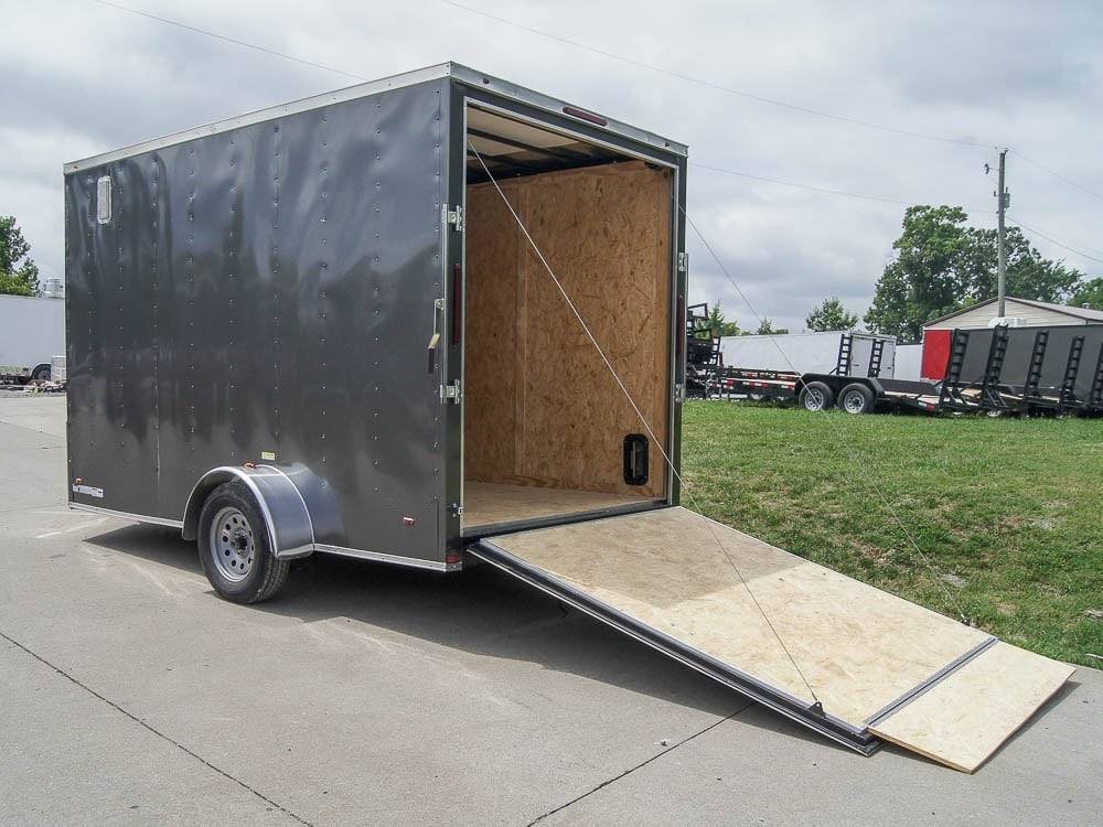 7x12 Charcoal V-Nose Custom Enclosed Trailer 3500lb Axle with Brake Storage image 6