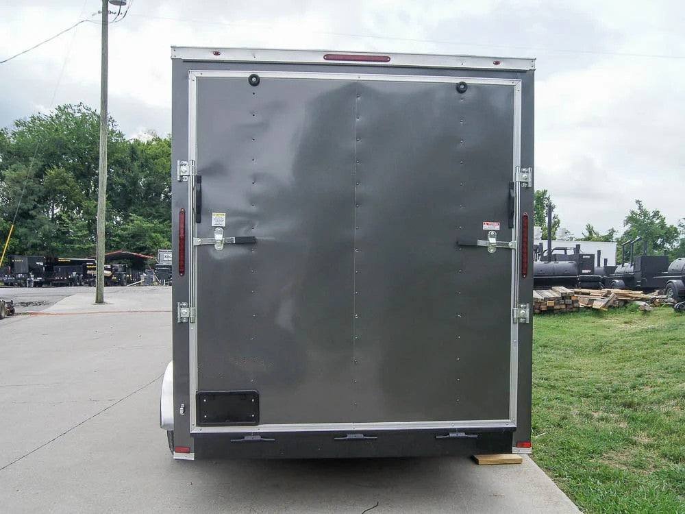 7x12 Charcoal V-Nose Custom Enclosed Trailer 3500lb Axle with Brake Storage image 4