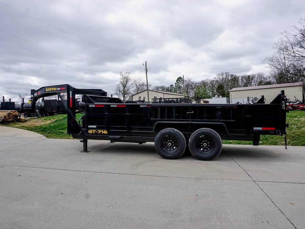 Hydraulic 7'x16' 2ft Side Gooseneck Dump Trailer (2) 7K Axles image 4