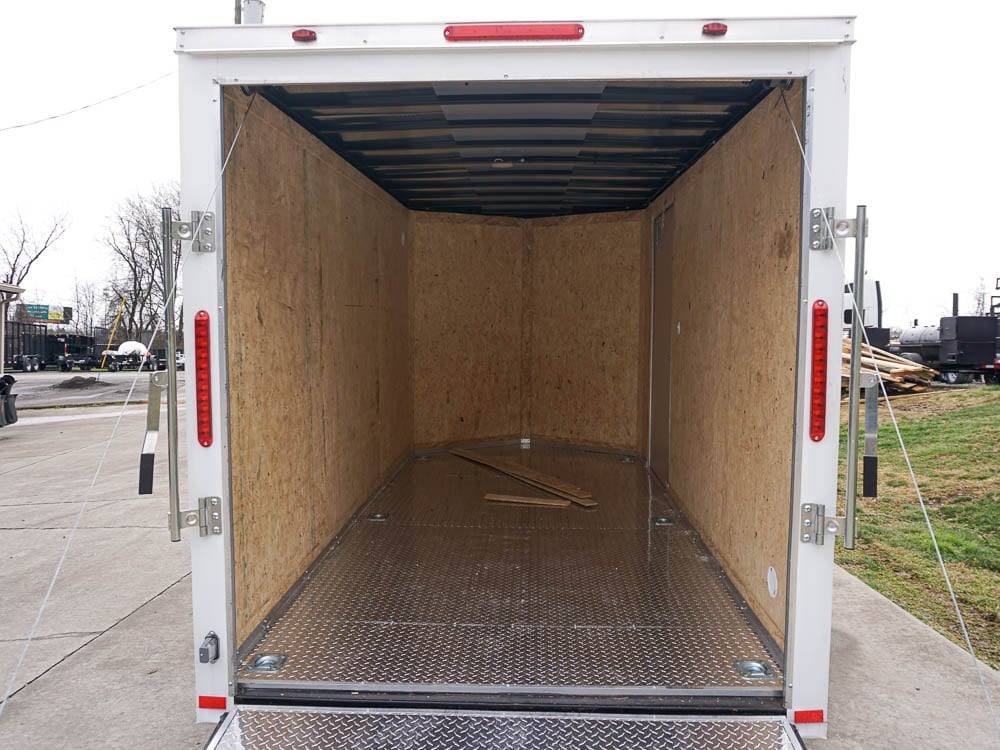 6' X 12' White Enclosed V-Nose Trailer with Diamond Plate Floor Storage image 17