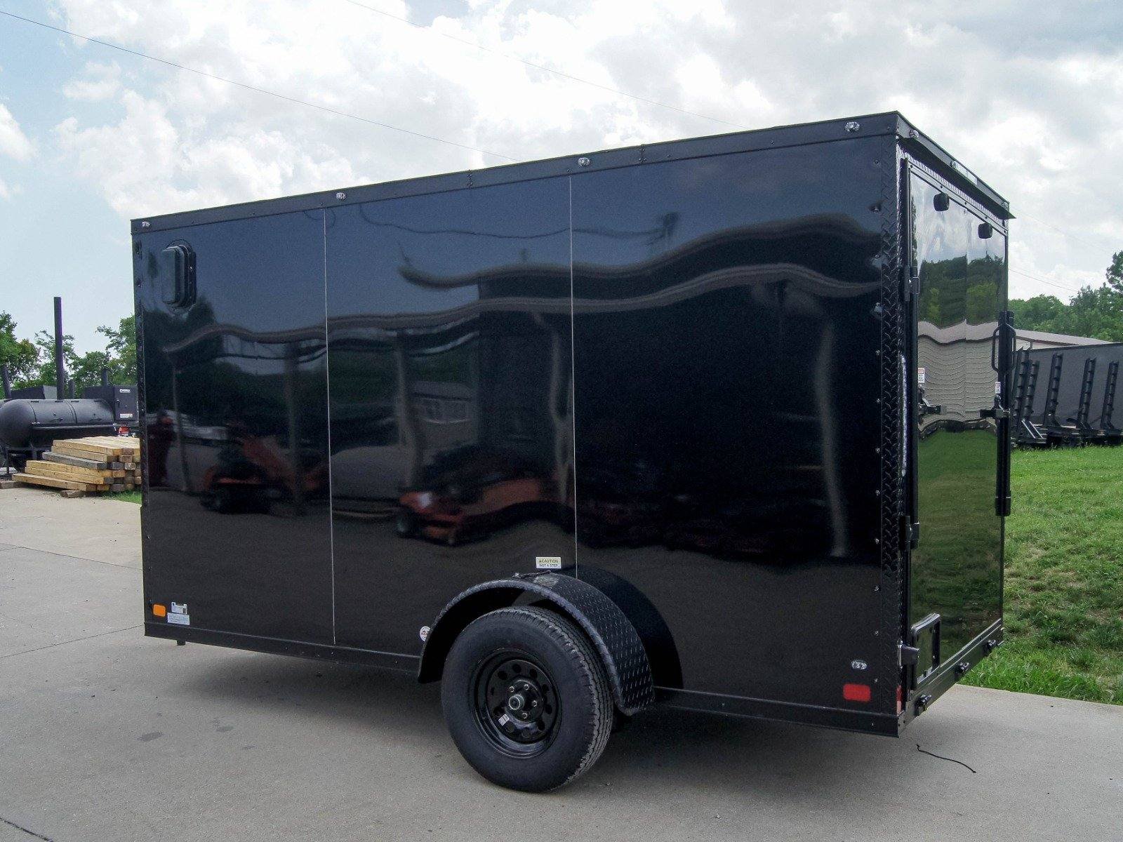 6x12 Enclosed Trailer Black V-Nose Blackout Package 3,500lb Axle Storage image 6