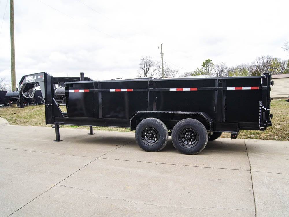 7x16 Gorilla Telescopic Gooseneck IBeam Dump Trailer 3ft Sides (2) 7K Axles image 4